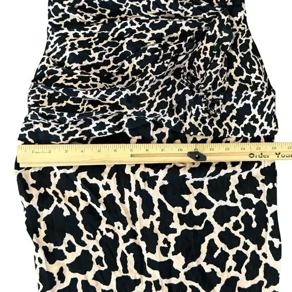 Vintage 80s Pink Black Leopard Ruched Peplum Sleeveless Silk Mini Dress size 4 - Picture 12 of 13